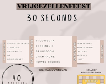 Vrijgezellenfeest / Bruiloft 30 Seconds • 40 kaartjes • Nederlands • Digitale download • Afdrukbaar