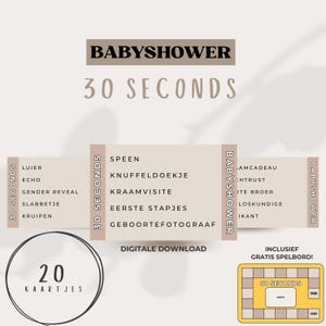 Babyshower 30 Seconds • 20 kaartjes • Nederlands • Digitale download • Afdrukbaar
