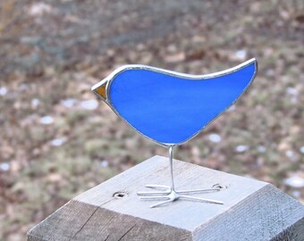 Blue Stained Glass Bird Suncatcher - Canadian Folk Art Ornament - Unique Gift Idea for Any Occasion- Hand Crafted in Canada