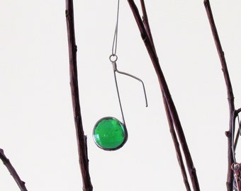 Green Music Note Stained Glass Suncatcher, Tree Ornament, Unique Holiday Gift Idea for Musician, Singer, Dancer - Handmade in Canada