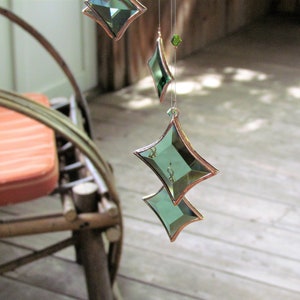 Green All Stars Hanging Mobile Green Glass Crystal and Copper Colors image 7