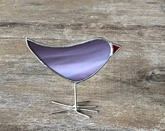 Purple Stained Glass Bird Suncatcher - Unique Canadian Handcrafted Folk Art Ornament - Cheerful, Fun, Gift Idea for Any Occasion