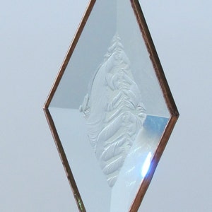 Clear and Copper Frosty Diamond Shaped Beveled Stained Glass Suncatcher Ornament Made in Canada image 3