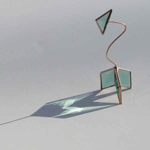 Stained Glass Arrow 3D Green Copper Ornament Geometric Standing Suncatcher