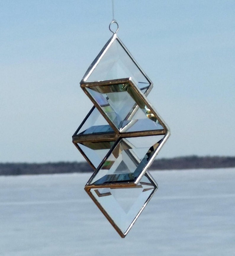 3D Clear Geometric Stained Glass Star Ornament Suncatcher image 8