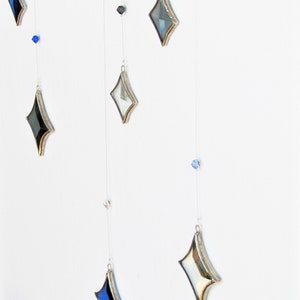 All Stars Hanging Mobile Blue, Gray Grey and Clear Glass Crystal and Silver Colors Made in Canada image 7