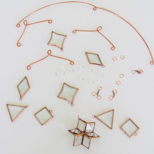 Hanging Geometric Mobile Glass Crystal Copper Handmade Stained Glass Art Mobile image 8