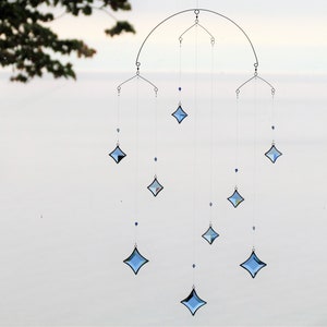 Blue All Stars Hanging Mobile Clear Glass Crystal and Silver Colors image 2