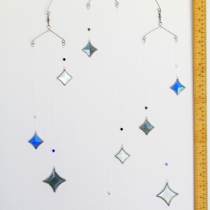 All Stars Hanging Mobile Blue, Gray Grey and Clear Glass Crystal and Silver Colors Made in Canada image 6