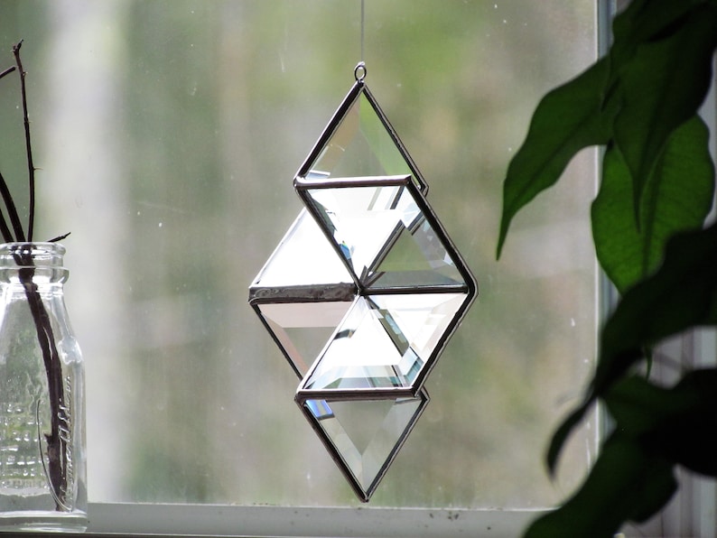 3D Clear Geometric Stained Glass Star Ornament Suncatcher image 4