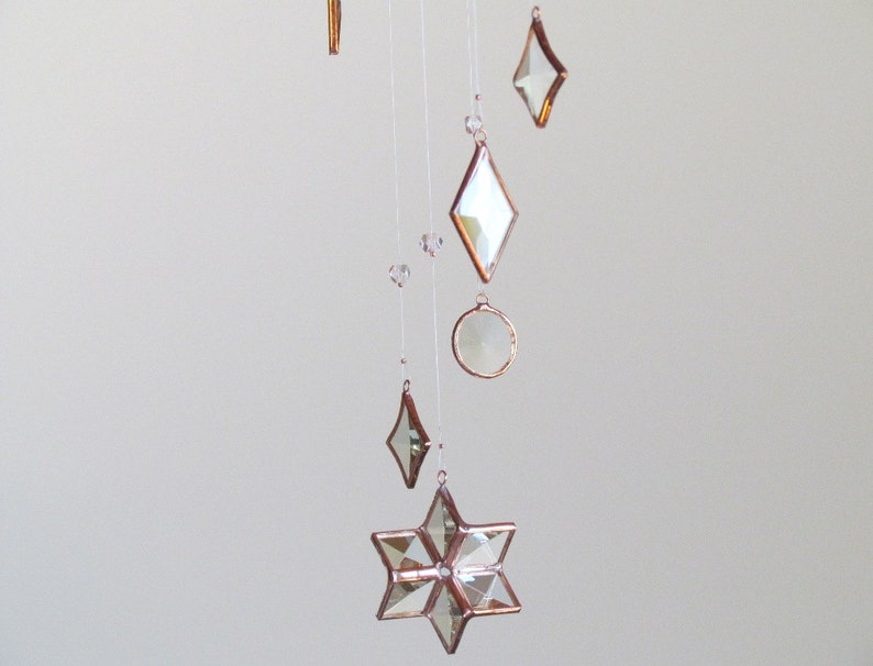 Geometric Mobile of Glass Crystal and Copper image 2