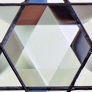 Beveled Stained Glass Star of David Ornament Hanging Geometric Six-Point Star Suncatcher Hanukkah Holiday Decor Made in Canada image 5