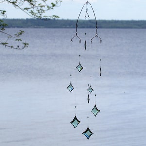 Green All Stars Hanging Mobile Green Glass Crystal and Copper Colors image 3