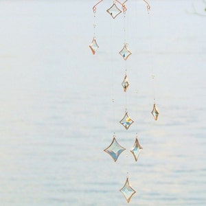 All Stars Hanging Mobile of Clear Glass Crystal and Copper