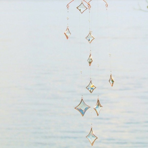 Hangmobiel All Stars van helder glas, kristal en koper