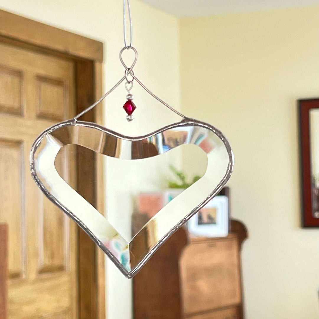 Ruby Red Crystal Heart Suncatcher: July Birthday Gift, Handmade - Etsy