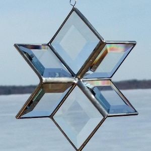 3D Clear Geometric Stained Glass Star Ornament Suncatcher image 7