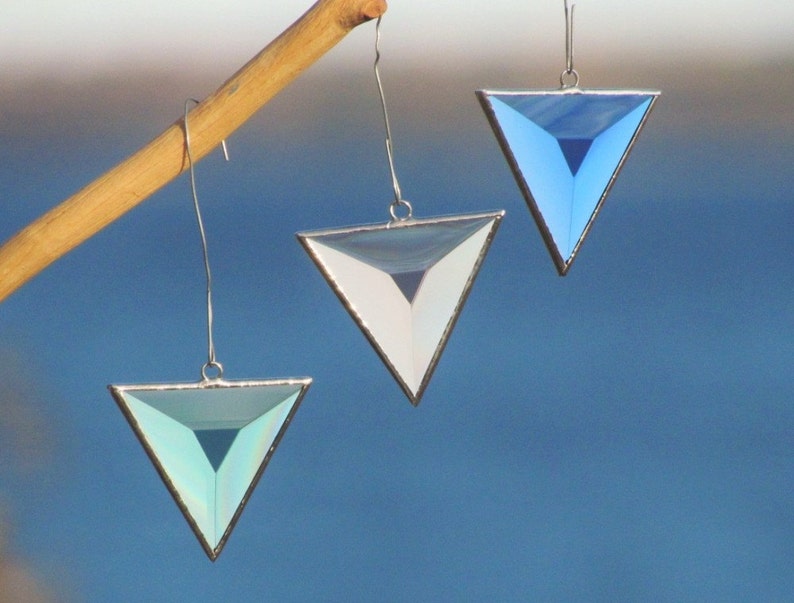 Geometric Glass Ornaments Christmas Tree Decorations Triangle Etsy