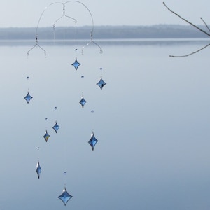 Blue All Stars Hanging Mobile Clear Glass Crystal and Silver Colors image 8