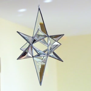 Star of Bethlehem, North Star, Clear Stained Glass Suncatcher, Morphing Indoor Outdoor Hanging Ornament, Christmas Star - Handmade in Canada