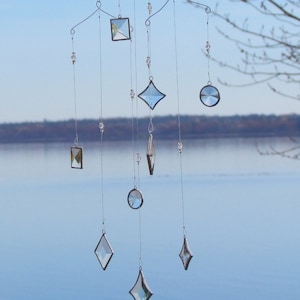 Geometric Glass and Crystal Hanging  Mobile