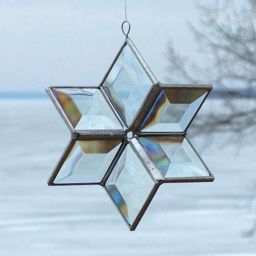 Clear Stained Glass Star Sun Catcher 