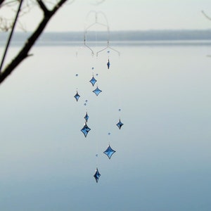 Blue All Stars Hanging Mobile Clear Glass Crystal and Silver Colors image 7