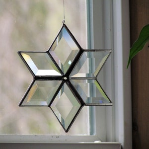 3D Clear Geometric Stained Glass Star Ornament Suncatcher image 2