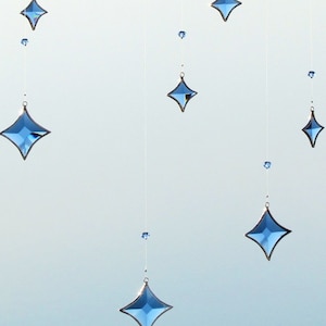 Blue All Stars Hanging Mobile Clear Glass Crystal and Silver Colors image 9