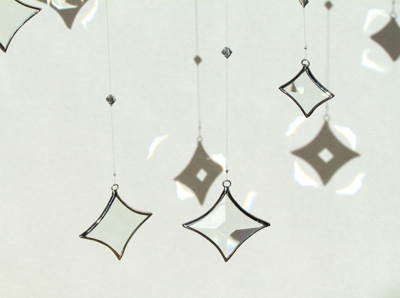 All Stars Hanging Mobile Clear Glass Crystal and Silver Colors image 5