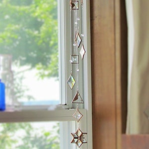 Hanging Geometric Mobile Glass Crystal Copper Handmade Stained Glass Art Mobile image 6