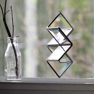 3D Clear Geometric Stained Glass Star Ornament Suncatcher image 3