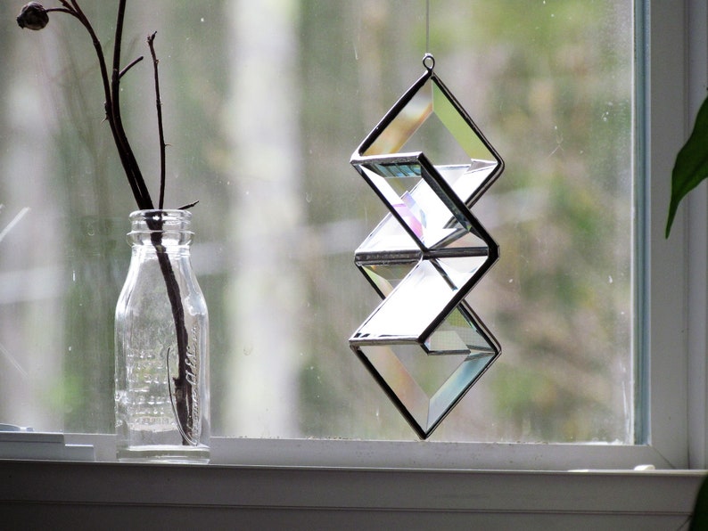 3D Clear Geometric Stained Glass Star Ornament Suncatcher image 3