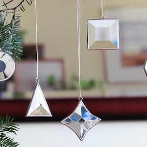 Stained Glass Christmas Ornaments: Geometric Suncatchers, Set of Five