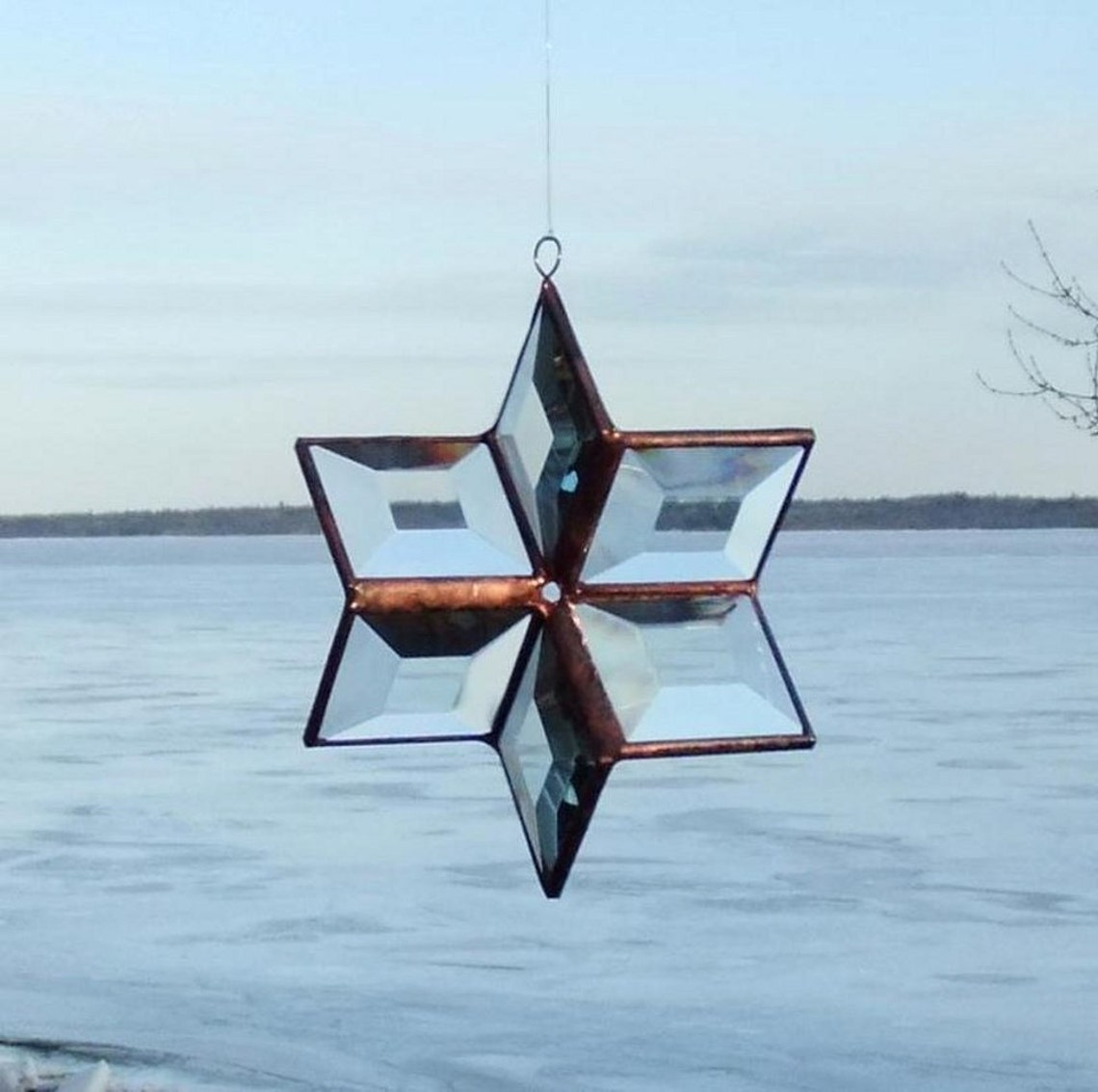 3D Handmade Stained Glass Star Suncatcher in Clear Beveled Etsy