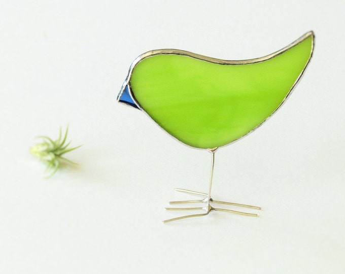 Lime Green Stained Glass Bird Suncatcher Chick Ornament Etsy