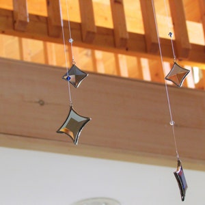 All Stars Hanging Mobile Blue, Gray Grey and Clear Glass Crystal and Silver Colors Made in Canada image 2