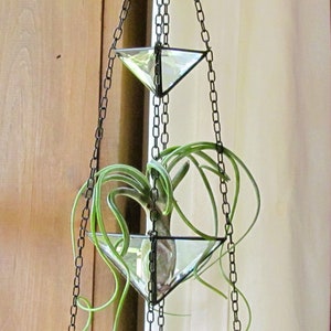 Stained Glass 3-Tier Air Plant Holder: Hanging Geometric Terrarium
