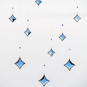 Blue All Stars Hanging Mobile Clear Glass Crystal and Silver Colors image 3