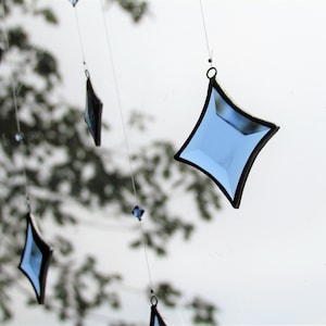 Blue All Stars Hanging Mobile Clear Glass Crystal and Silver Colors image 4