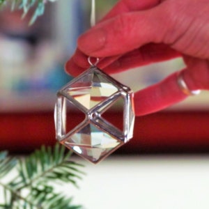 Christmas Ball Tree Decoration Clear Glass Crystal Geometric Holiday Ornament Modern 3D Stained Glass Globe Suncatcher image 5