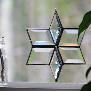 3D Clear Geometric Stained Glass Star Ornament Suncatcher image 1