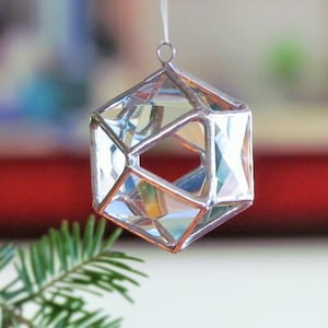 Christmas Ball Tree Decoration Clear Glass Crystal Geometric Holiday Ornament Modern 3D Stained Glass Globe Suncatcher image 4