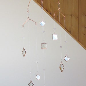 Geometric Mobile of Glass Crystal and Copper image 3