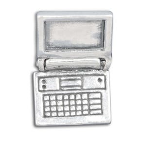 Bärbar dator, rörlig 3D-berlock i 925 sterlingsilver, teknikhänge, gångjärnsöppnande