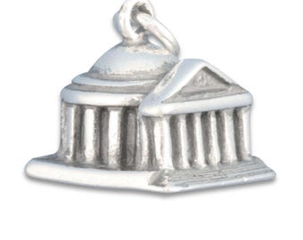 Thomas Jefferson Memorial 3D Sterling Silver Charm, US President Monument Pendant, Washington DC Landmark
