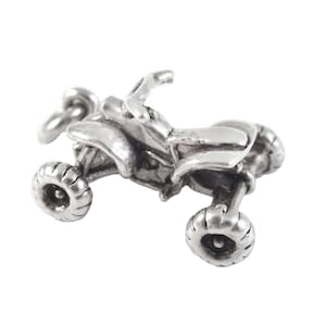 ATV Quad Bike 3D 925 Massiv Sterling Silber Charm, Geländewagen Dune Buggy Anhänger