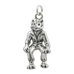 Wolfman Werewolf Monster Thriller Movie 3D 925 Solid Sterling Silver Charm for Bracelet, Halloween Silver Pendant for Necklace