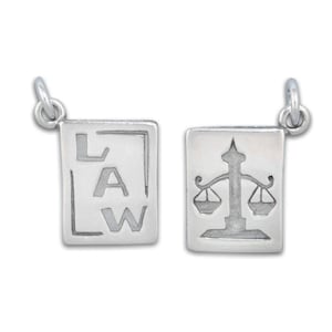 Law Book with Scales of Justice 3D 925 Sterling Silver Charm for Bracelet, Lawyer Judge Law School Graduate Sterling Silver Pendant