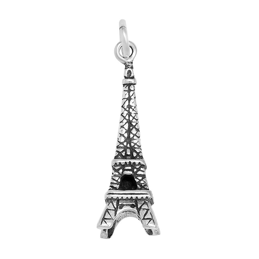 Ciondolo Torre Eiffel In Argento 925 - Gioiello Di Parigi Per Bracciale O Collana - Foro 4,5 Mm - Stile Antico